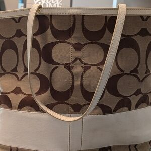 Coach Signature Brown and Tan Tote Bag